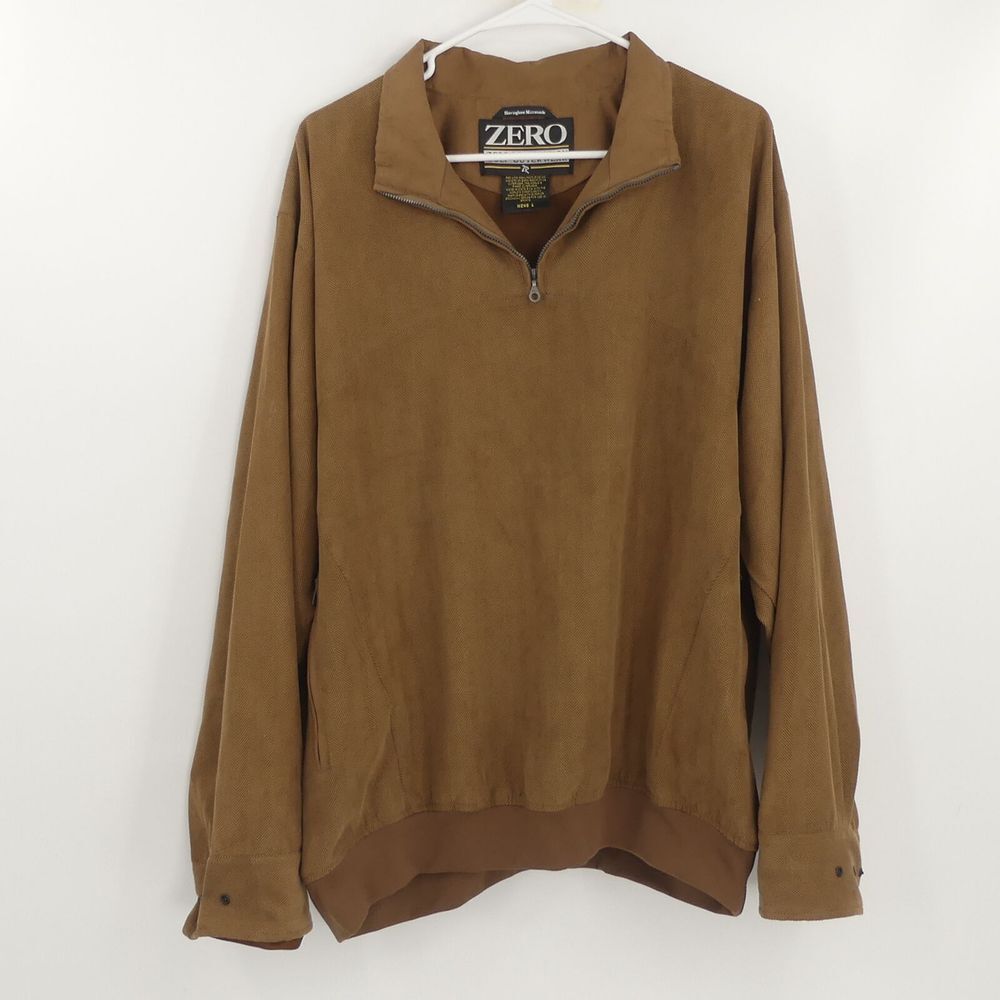 Zero Restriction Golf Herringbone Microsuede‎ Pullover Brown Men's Large L